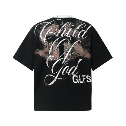 Waffle Graffiti Print Oversize Short Sleeve T-Shirt WN25933