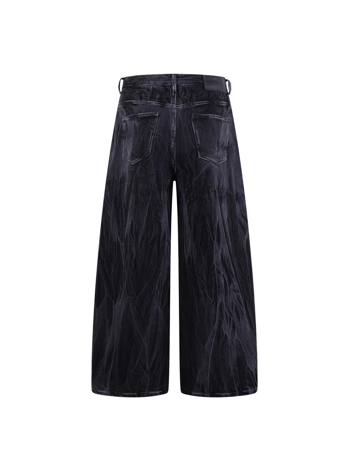 Wrinkle Texture Wide Leg Denim Jeans WN27788