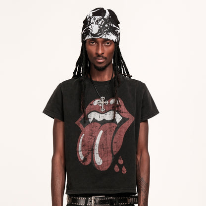 Lip Crack Letter Short Sleeve T-Shirt WN26656