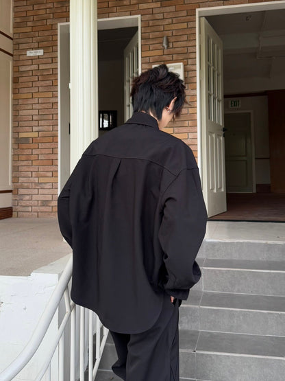Shoulder-Pad Drapey Long Sleeve Shirt WN23179