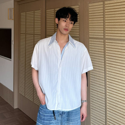 Layered Stripe Short Sleeve Shirt WN24987