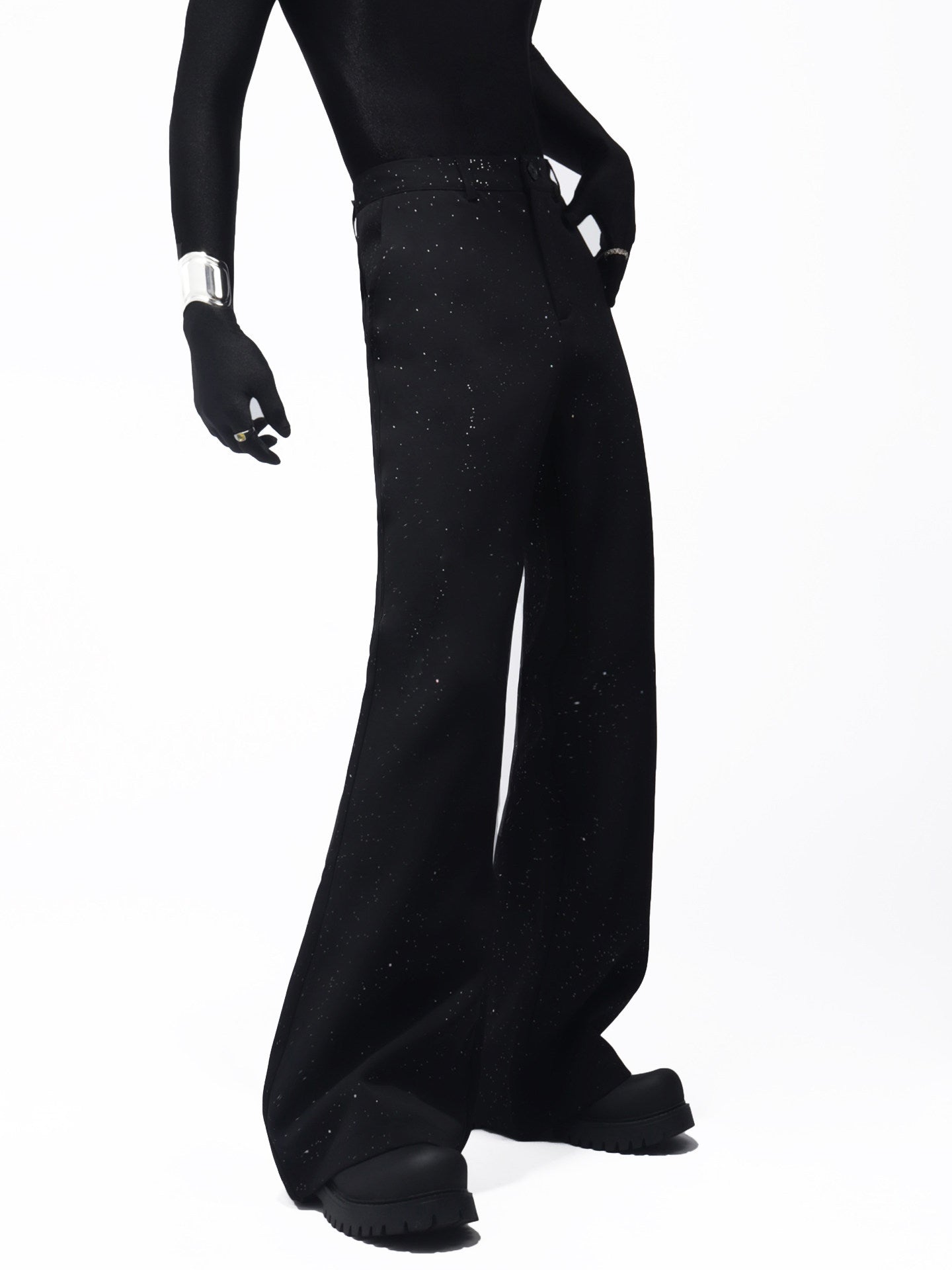 Fringe Studs Tailored Jacket & Flare Trousers Setup WN23700