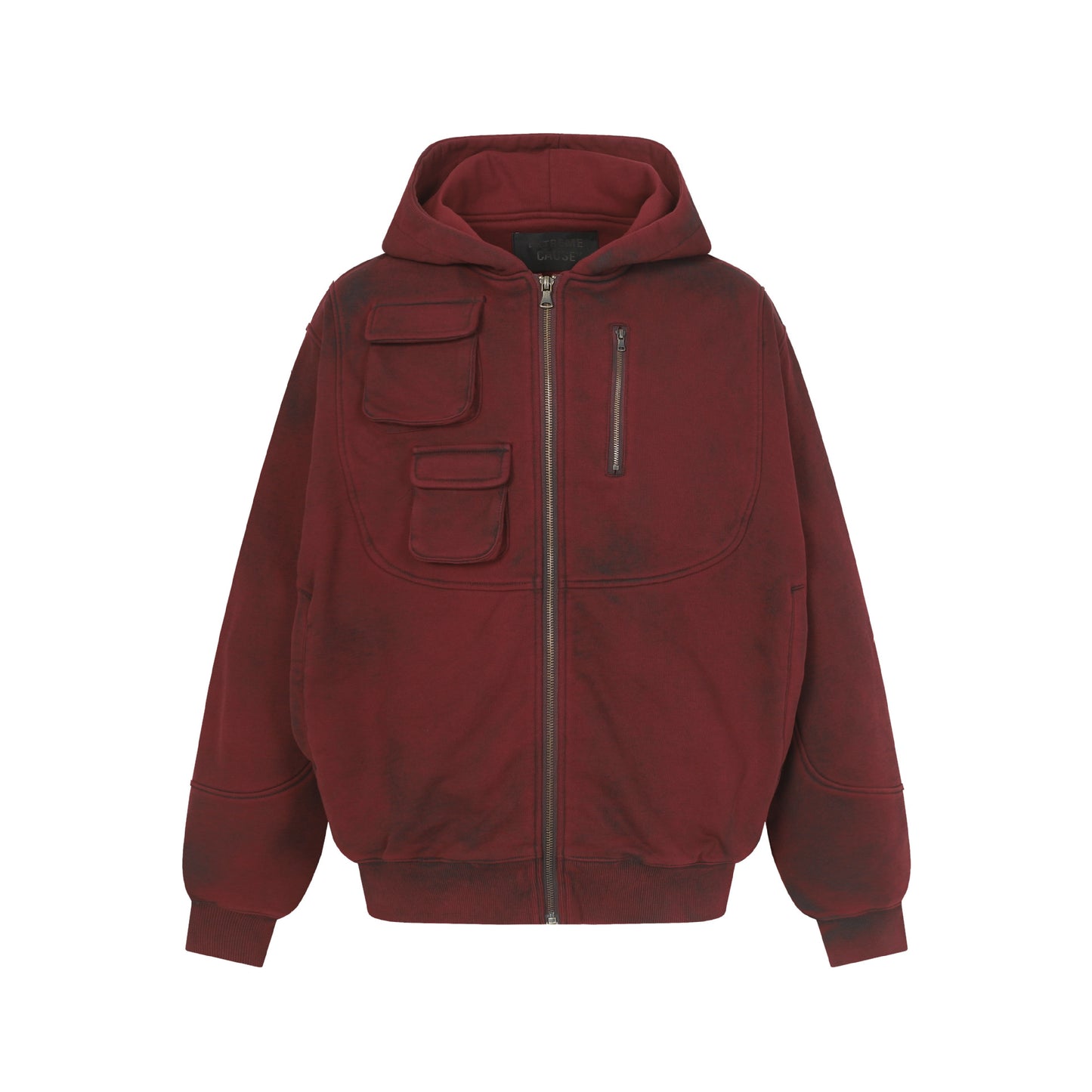 Heavyweight Dirty-Dye Pocket Design Zipper Hoodie WN21914