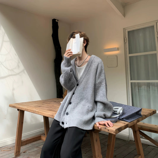 Oversize V-Neck Knit Cardigan WN19936