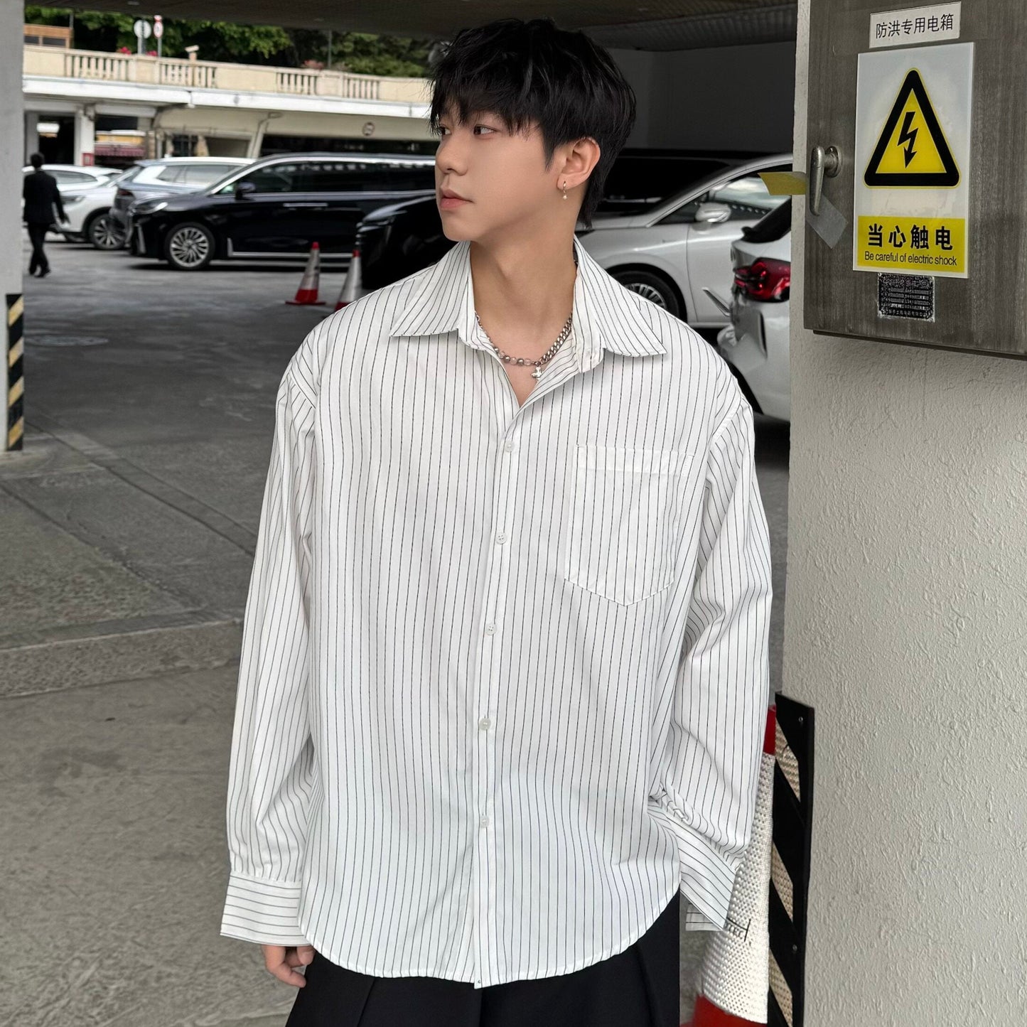 Striped Oversize Long Sleeve Shirt WN25262