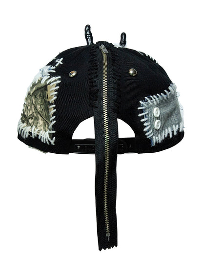 Zipper Rivet Embroidery Flat-Brim Cap WN21144