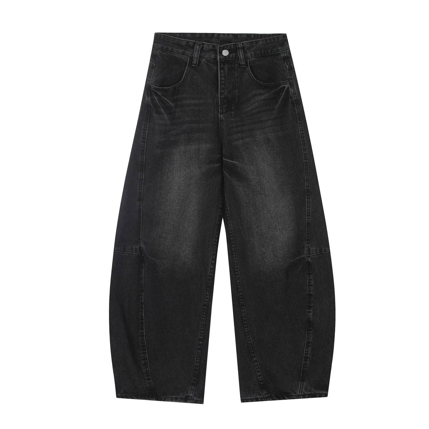 Washed Pleats Curved Denim Jeans WN25487