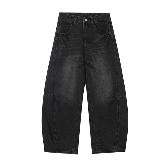 Washed Pleats Curved Denim Jeans WN25487