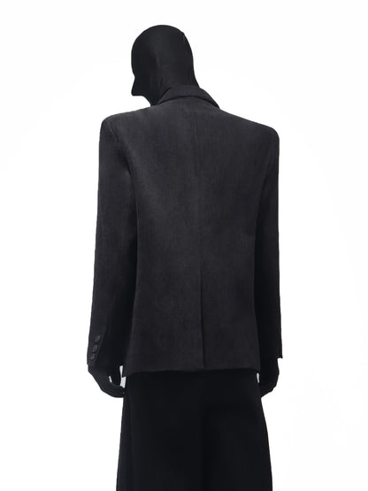 Suede Texture Tailored Jacket & Wide Leg Trousers Setup WN23696