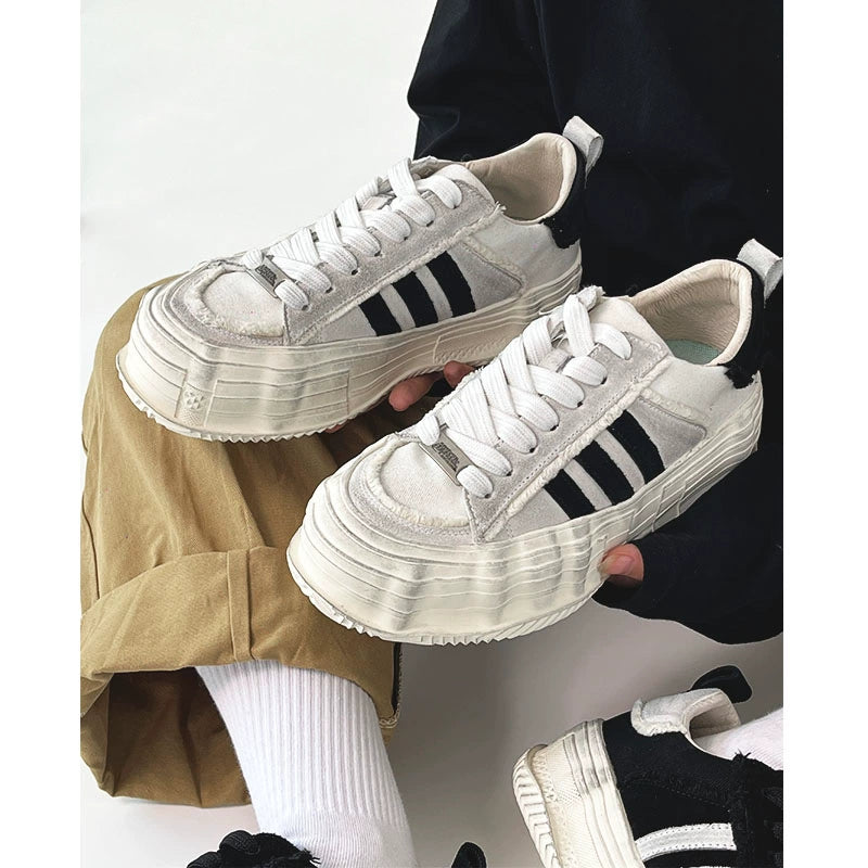 Washed Trainer-Inspired Canvas Sneakers WN19122