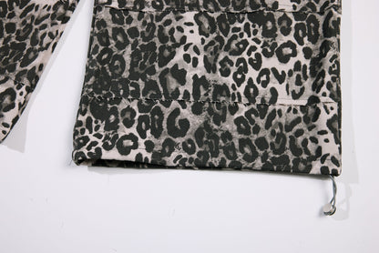 Leopard Print Wide Leg Cargo Pants WN26043