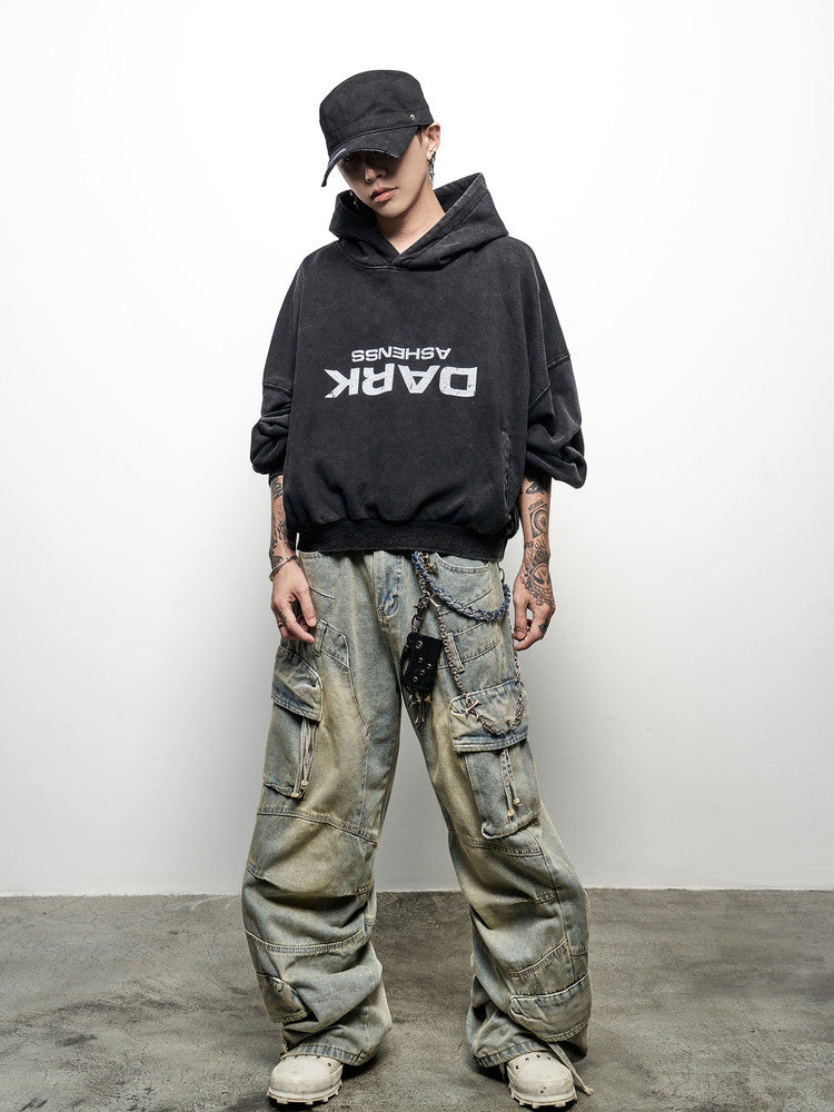 Inverted Letter Print Cropped Hoodie WN22962