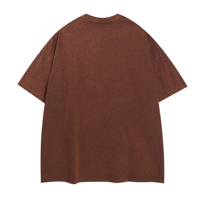 Washed Damage Letter Print Short Sleeve T-Shirt WN26919