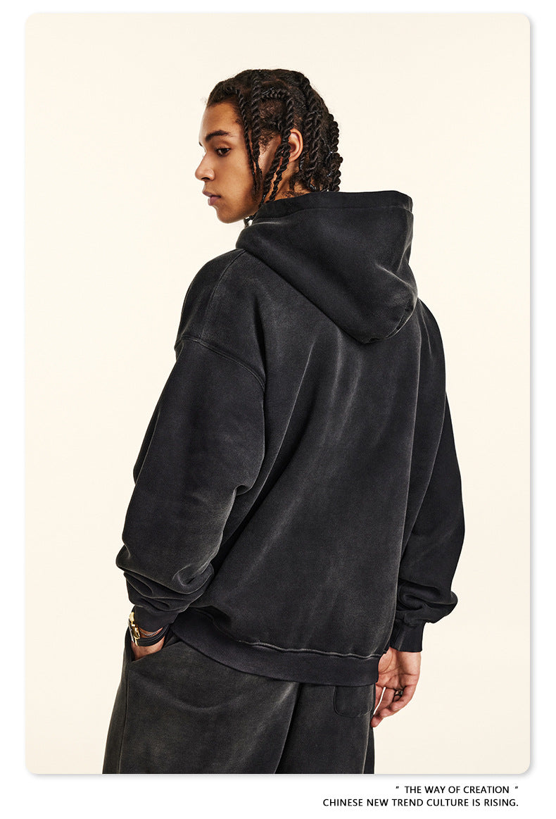 Oversize Fleece Lining Washed Pullover Hoodie WN9924