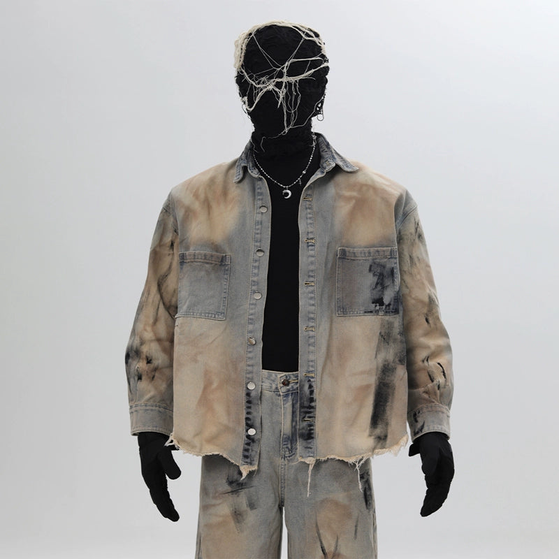 Deconstructed Gradient Denim Jacket & Denim Jeans Setup WN18662