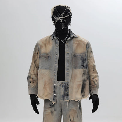 Deconstructed Gradient Denim Jacket & Denim Jeans Setup WN18662