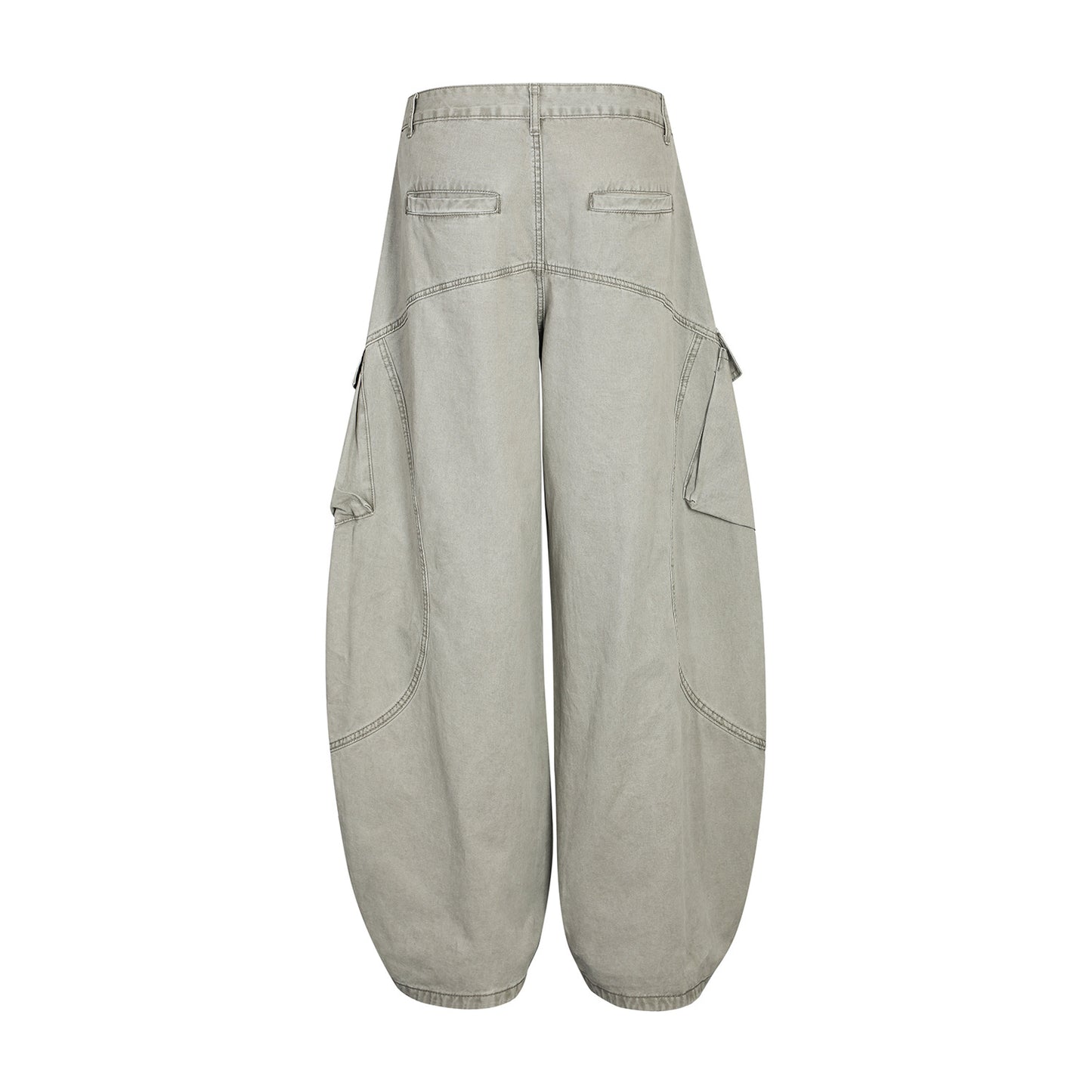 Multi-Pocket Deconstruction Curved Wide Leg Denim Jeans WN25858