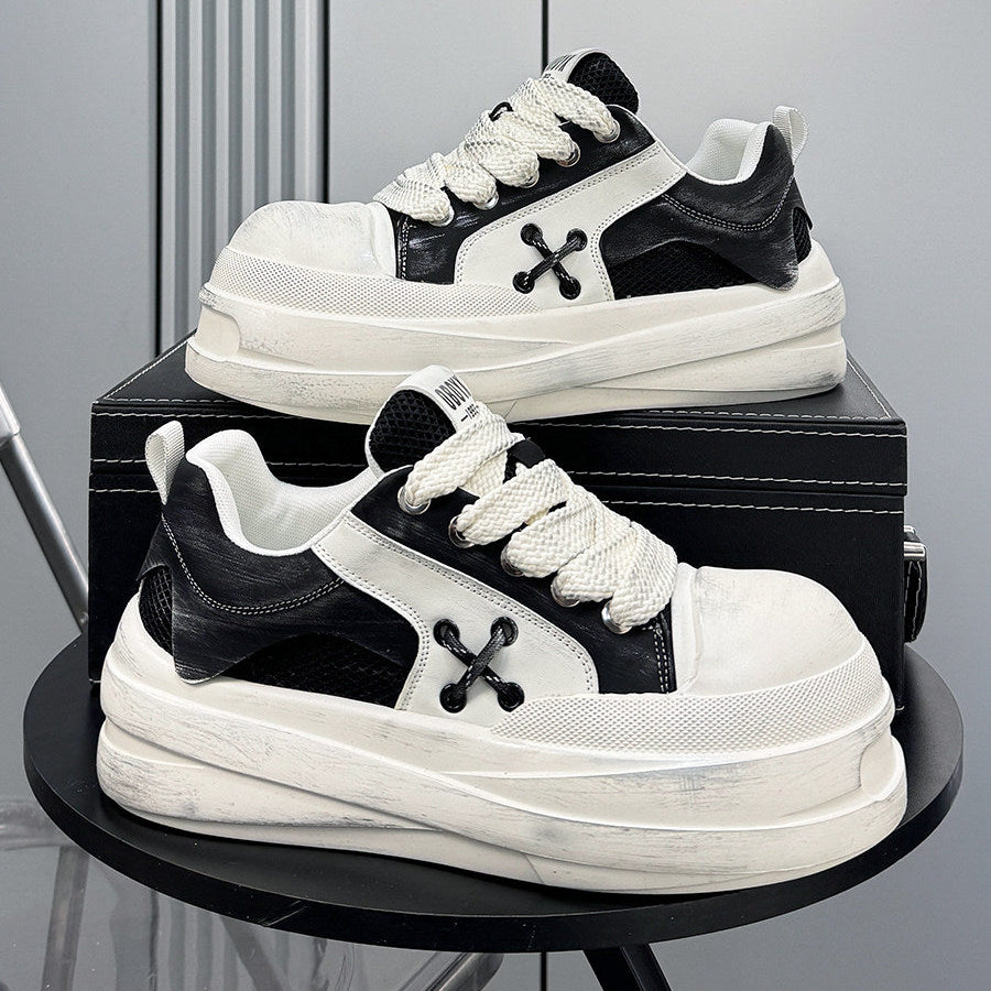 Platform Round Toe Mesh Lace-Up Sneakers WN24828