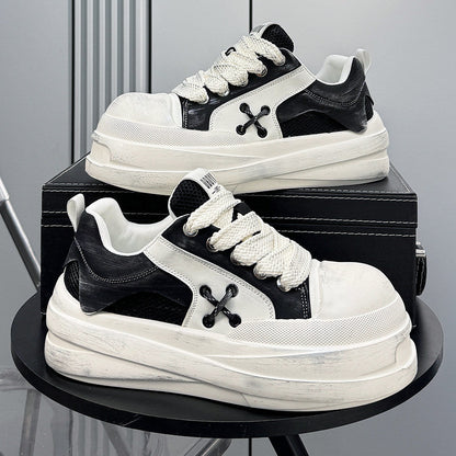 Platform Round Toe Mesh Lace-Up Sneakers WN24828