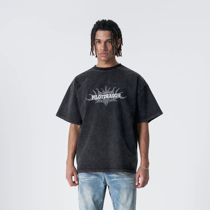 Washed Logo Print Oversize Short Sleeve T-Shirt WN17516