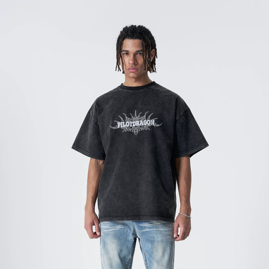 Washed Logo Print Oversize Short Sleeve T-Shirt WN17516