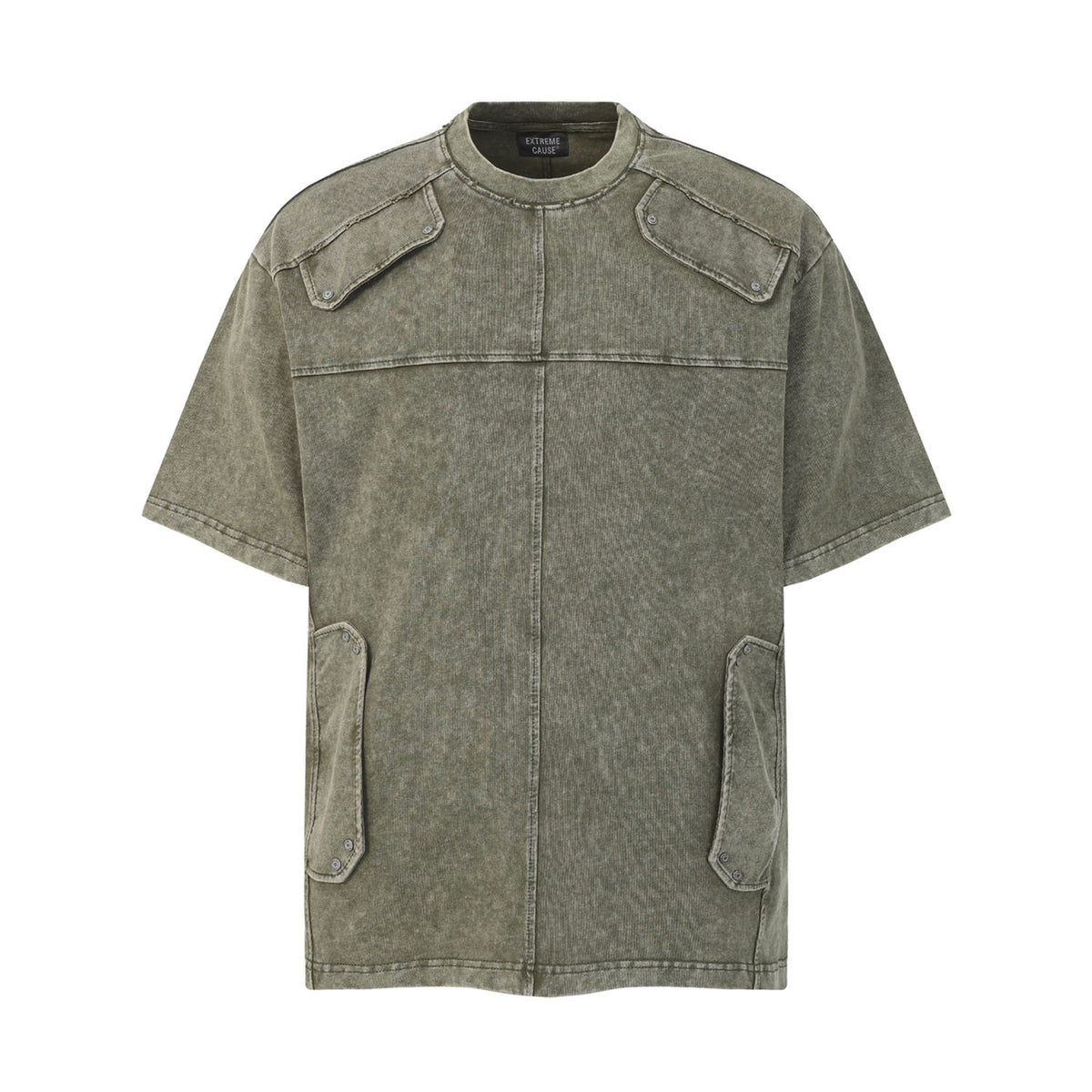 Washed Cargo Multi-Pocket Short Sleeve T-Shirt WN26885