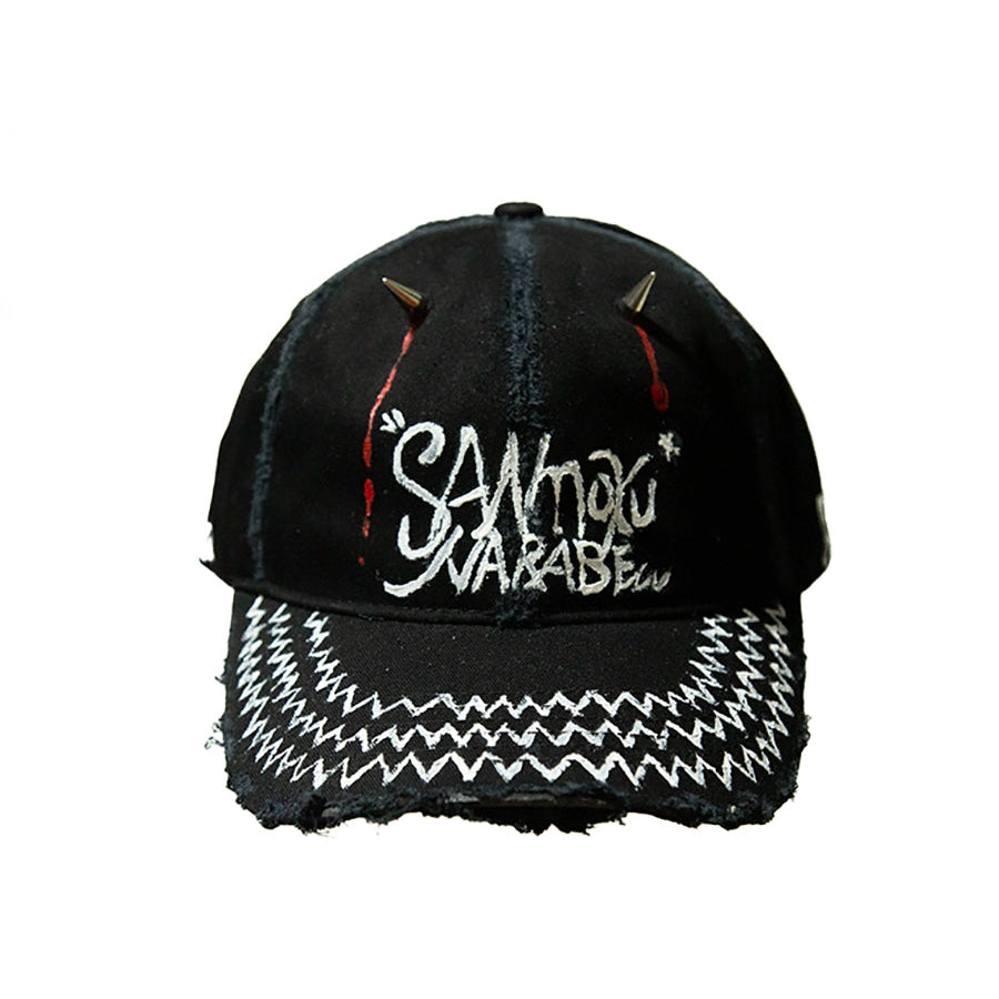 Graffiti Damage Dripping Blood Rivet Curved-Brim Cap WN21127