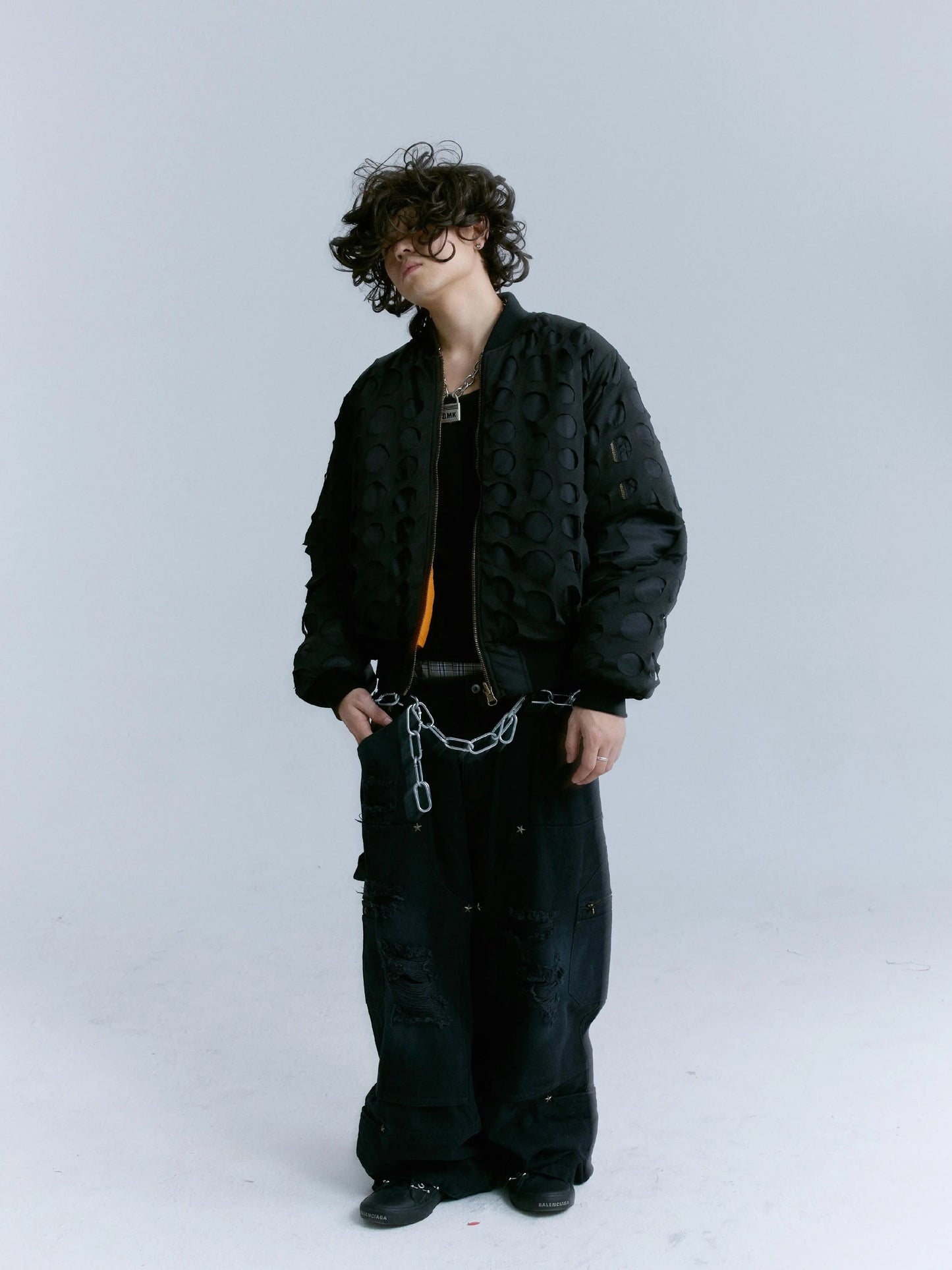 Wormhole Design Puffer Bomber Jacket WN17258