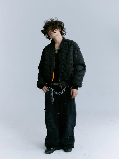 Wormhole Design Puffer Bomber Jacket WN17258