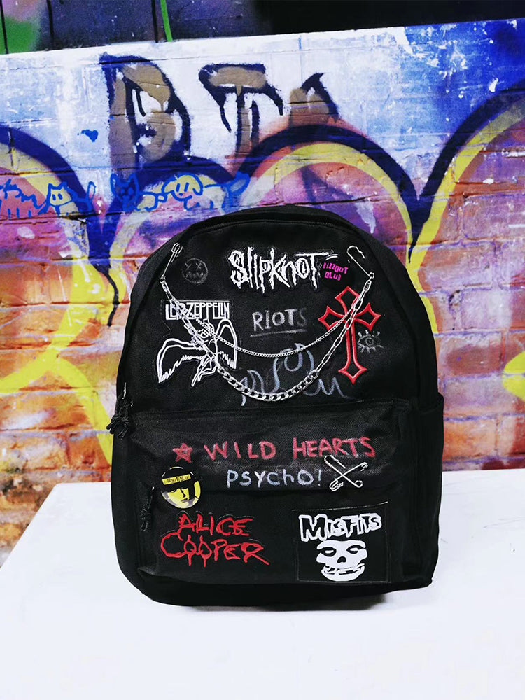 Hand-drawn Graffiti Embroidery Detail Backpack WN16020