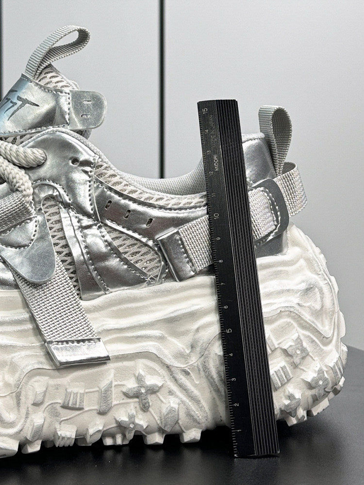 Metallic Strap Platform Chunky Sole Sneakers WN24683