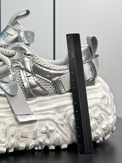 Metallic Strap Platform Chunky Sole Sneakers WN24683