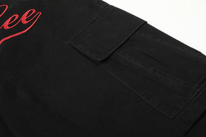 Metal Buckle Logo Print Cargo Cropped Half Pants WN25755