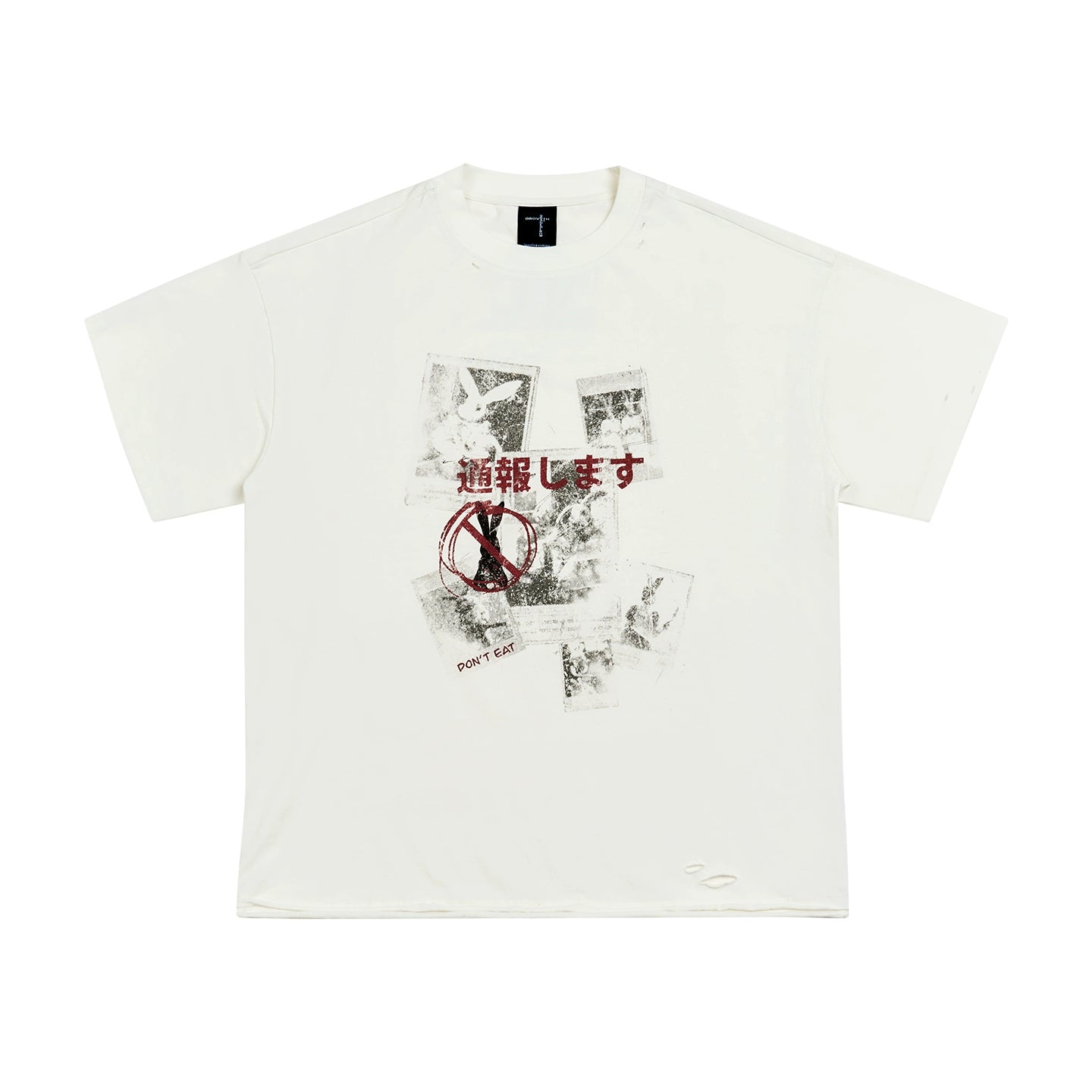 Washed Damage Design Graffiti Print Short SleeveT-Shirt WN18067