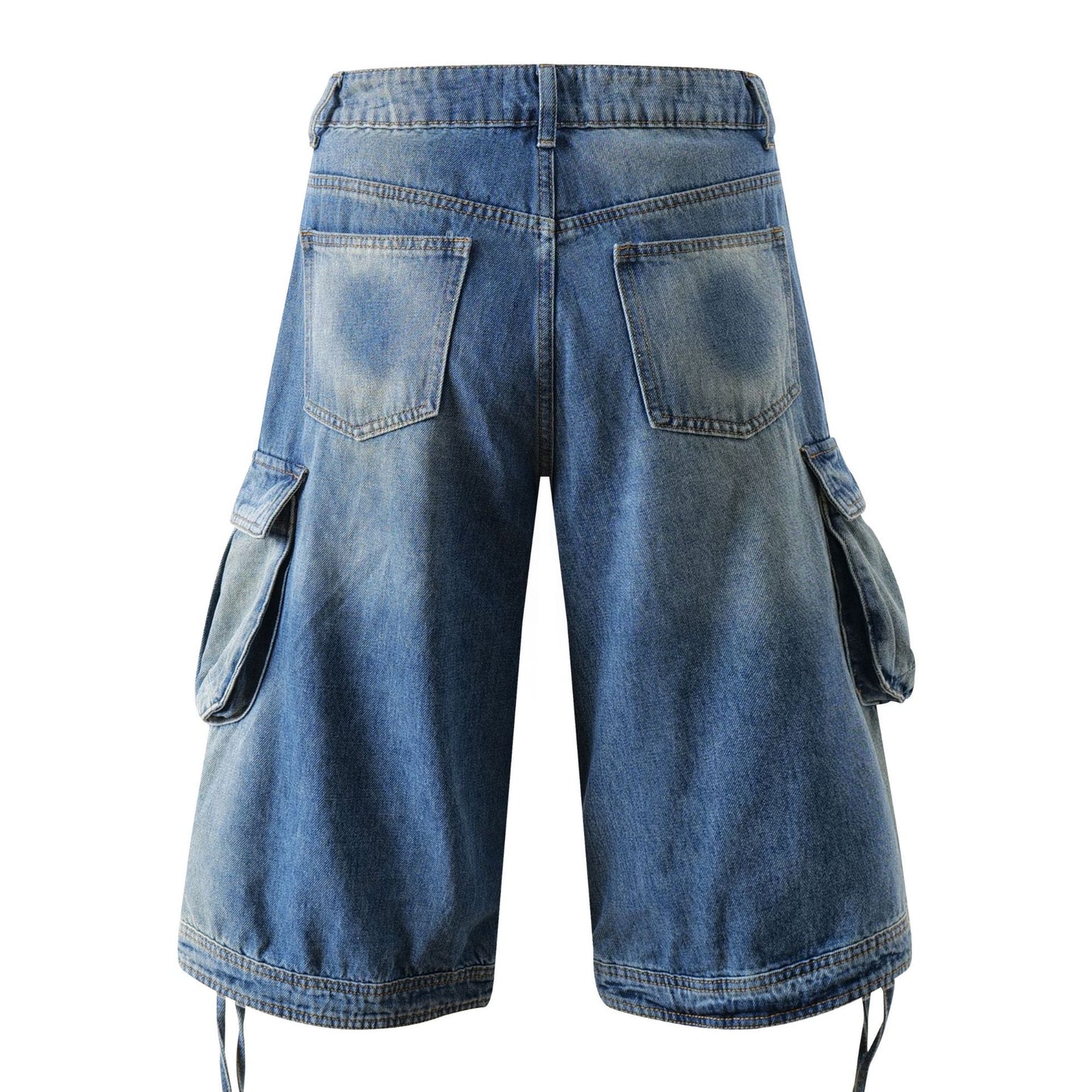 Washed Multi Pocket Cargo Denim Half Jeans WN26123