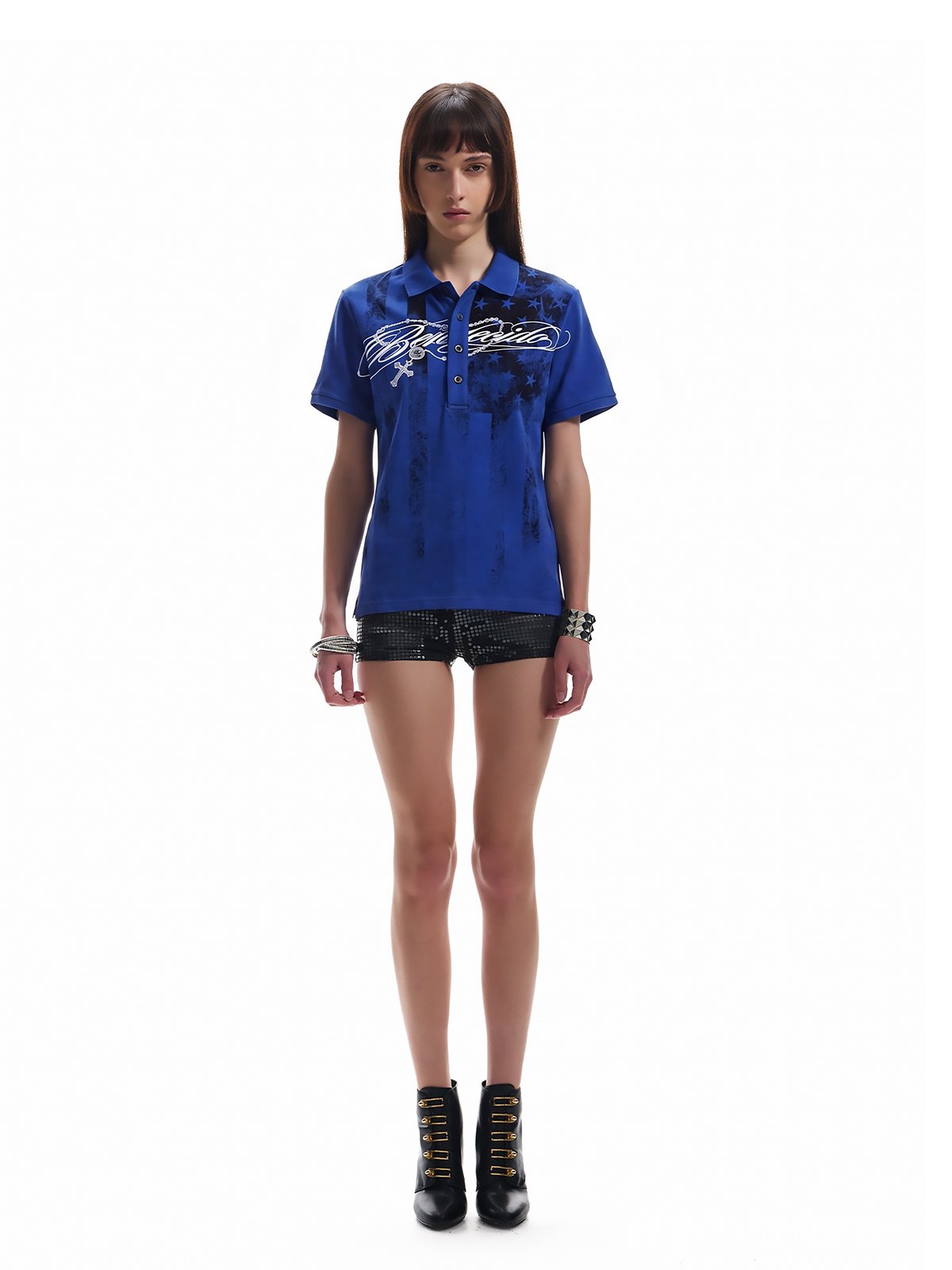 Polo Collar Star Logo Print Short Sleeve Shirt WN27220