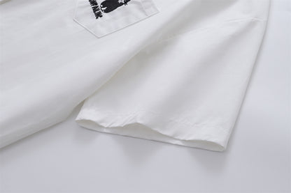Cat Embroidery Oversize Short Sleeve Shirt WN26845
