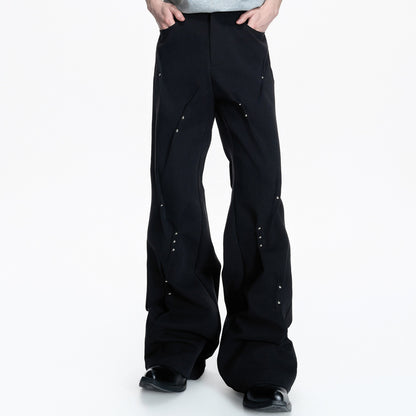 Heavyweight Rivet Pleats Straight Denim Jeans WN23554