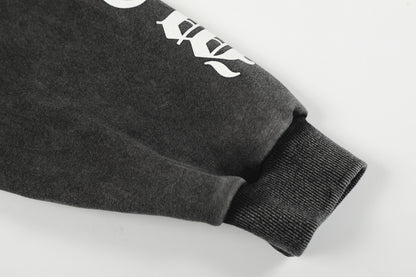 Washed Patch Logo Print Zipper Hoodie WN25763