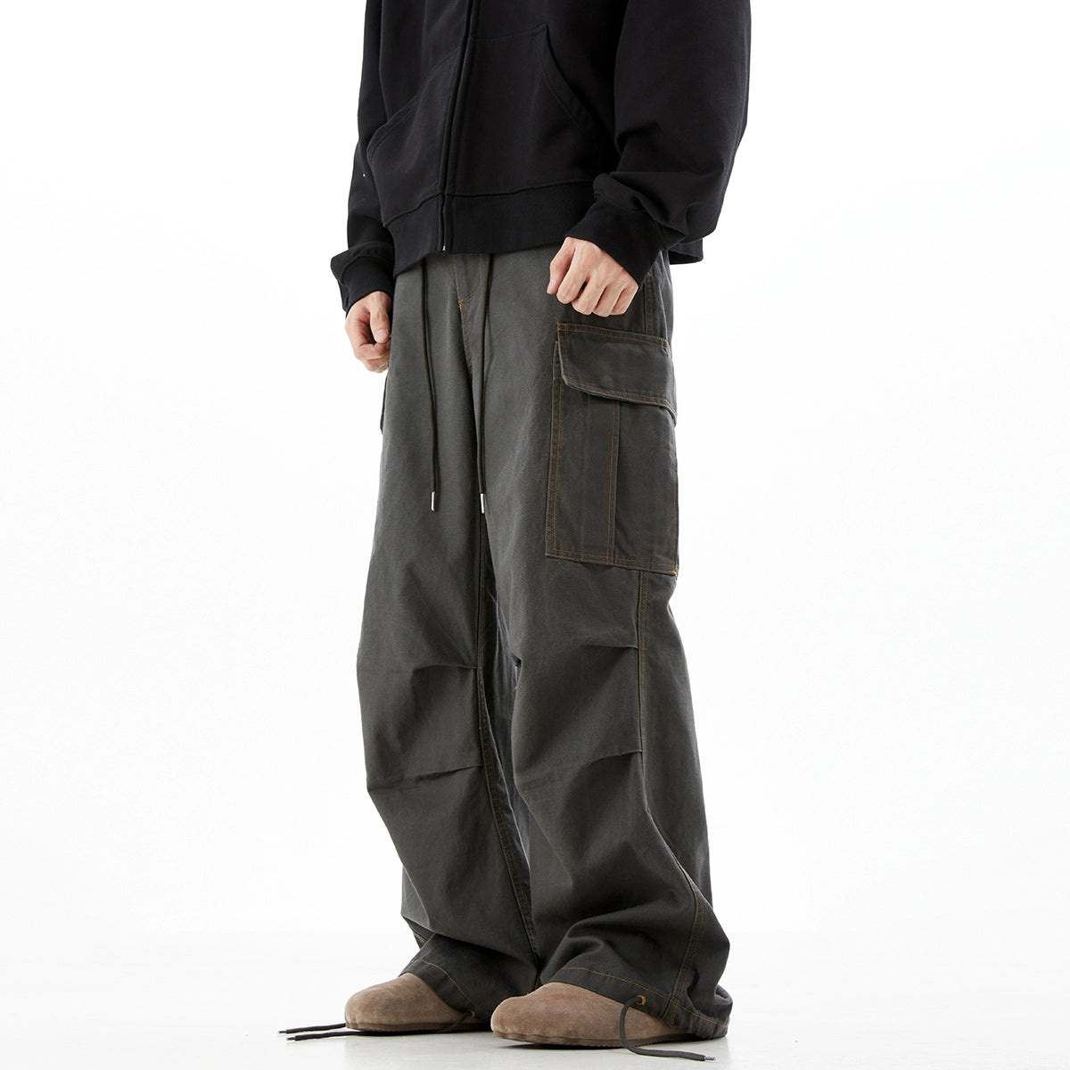 Multiple Pockets Wide-Leg Parachute Cargo Pants WN10378