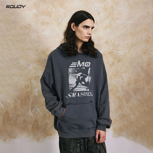 Washed Graphic Oversize Pullover Hoodie WN12484