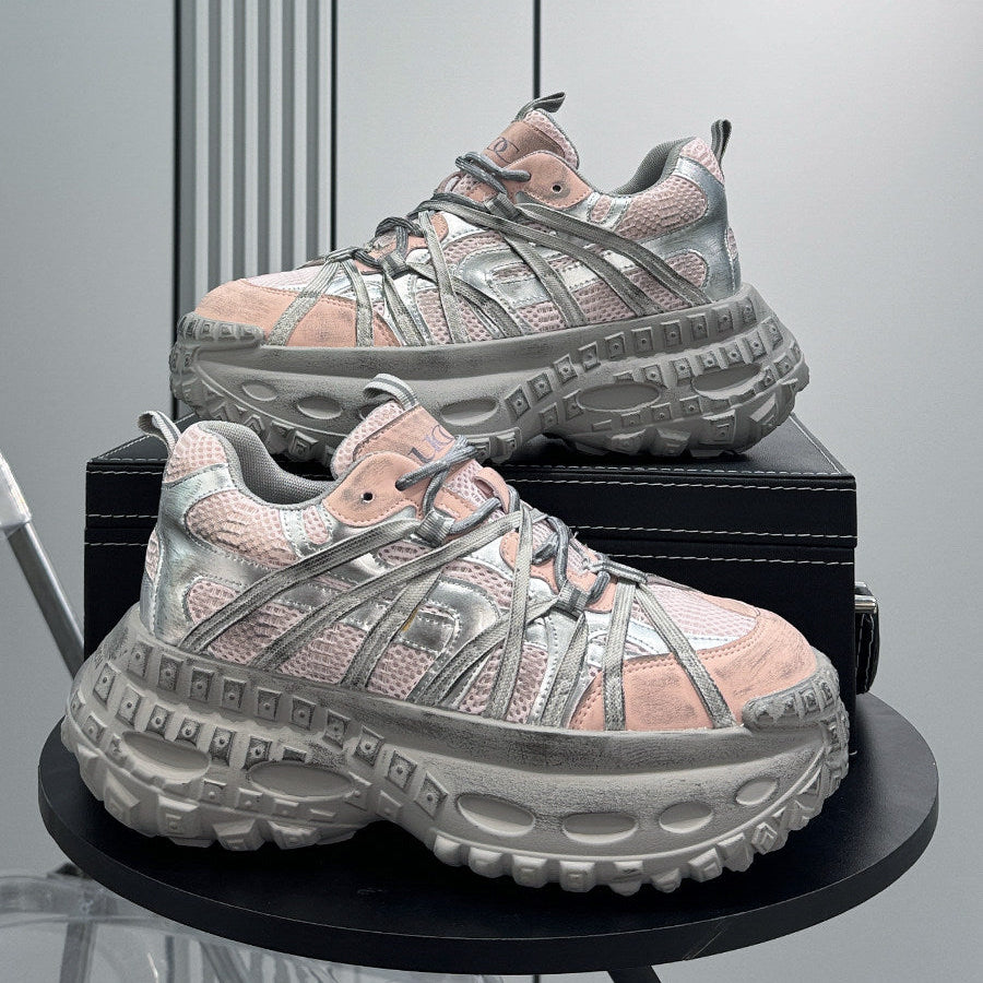 Metallic Mesh Strap Chunky Sole Sneakers WN24615