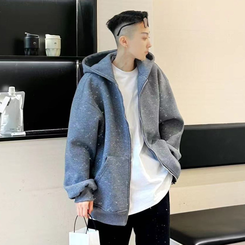 Sequin Galaxy Heavyweight Oversize Zipper Hoodie WN20689