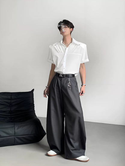 Pleated Wrinkle-Free Short Sleeve Shirt WN20089