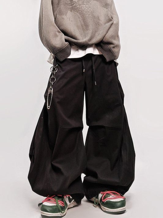 Pleats Curved Seam Wide Leg Pants WN24018