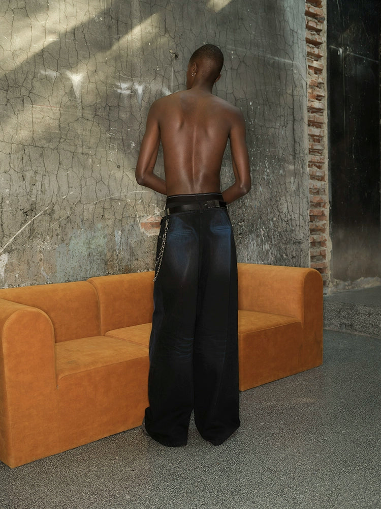 Washed Wide Leg Denim Jeans WN21286