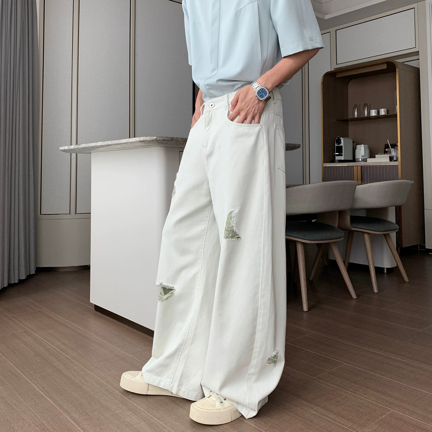 Damage Flare Denim Jeans WN20452