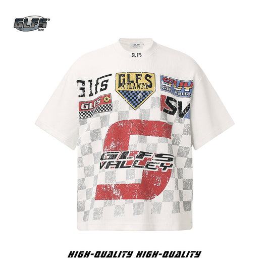 Checkerboard Number Short Sleeve T-Shirt WN26517