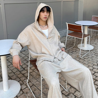 Zipper Hoodie & Pleats Wide Leg Sweatpants Setup WN25004
