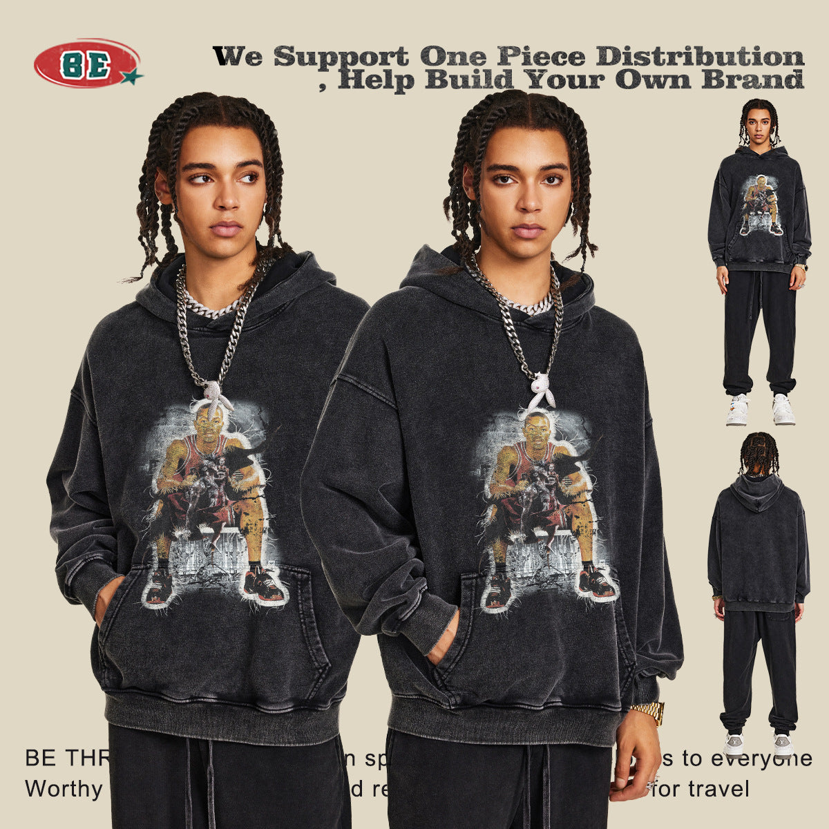 Print Heavy Weight Oversize Hoodie WN9954